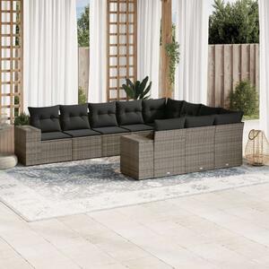 VidaXL 10 részes szürke polyrattan kerti ülőgarnitúra párnákkal