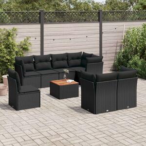 VidaXL Polyrattan Kerti Ülőgarnitúra - 9 részes - Fekete