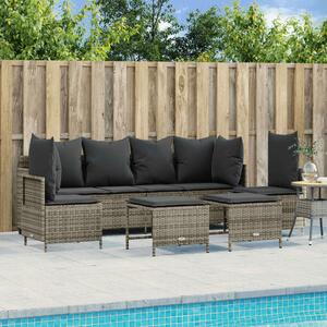 Polyrattan Kerti Ülőgarnitúra - 5 részes - Szürke