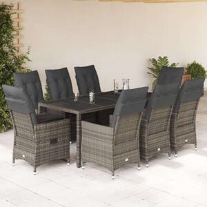 Polyrattan Kerti Étkezőgarnitúra - 9 részes - Szürke