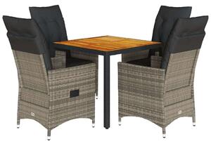 VidaXL Polyrattan Kerti Étkezőgarnitúra - 5 részes - Szürke