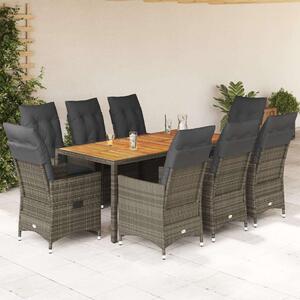 VidaXL Polyrattan Kerti Étkezőgarnitúra - 9 részes - Szürke