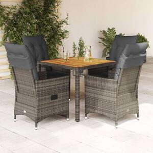 VidaXL Polyrattan Kerti Étkezőgarnitúra - 5 részes - Szürke