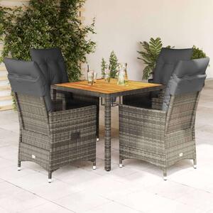 VidaXL Polyrattan Kerti Étkezőgarnitúra - 5 részes - Szürke