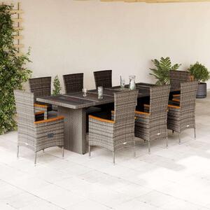 VidaXL Polyrattan Kerti Étkezőgarnitúra - 9 részes - Szürke