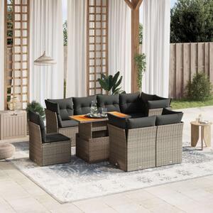 VidaXL Polyrattan Kerti Ülőgarnitúra - 9 részes - Szürke