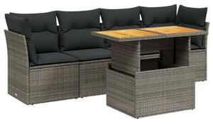 VidaXL Polyrattan Kerti Ülőgarnitúra - 5 részes - Szürke