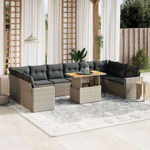 VidaXL Polyrattan Kerti Ülőgarnitúra - 11 részes - Szürke