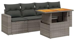 VidaXL Polyrattan Kerti Ülőgarnitúra - 5 részes - Szürke