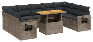 Polyrattan Kerti Ülőgarnitúra - 10 részes - Szürke
