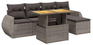 Polyrattan Kerti Ülőgarnitúra - 6 Részes - Szürke