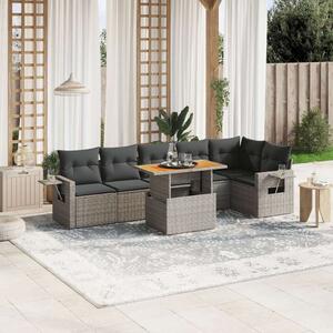 VidaXL Polyrattan Kerti Ülőgarnitúra - 7 részes - Szürke
