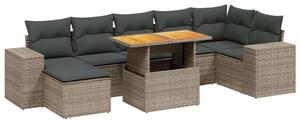 VidaXL Polyrattan Kerti Ülőgarnitúra - 8 részes - Szürke