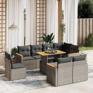VidaXL Polyrattan Kerti Ülőgarnitúra - 9 részes - Szürke
