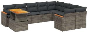 VidaXL Polyrattan Kerti Ülőgarnitúra - 10 részes - Szürke