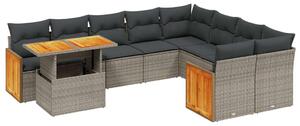 VidaXL Polyrattan Kerti Ülőgarnitúra - 10 részes - Szürke