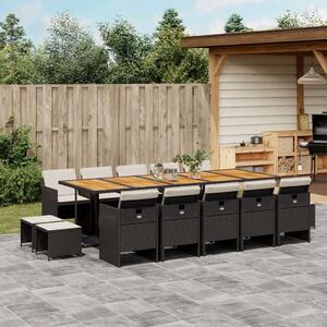 VidaXL - 15 Fős Kerti Étkezőgarnitúra - Polyrattan - Fekete