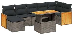 VidaXL Polyrattan Kerti Ülőgarnitúra - 8 részes - Szürke