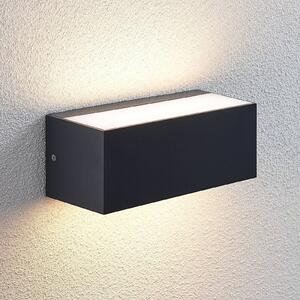 Lindby LED kültéri fali lámpa Nienke, 23 cm, tengervízálló, IP65, Fekete, Műanyag, Modern