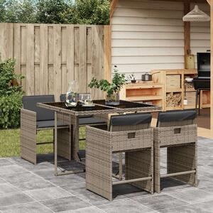 VidaXL Polyrattan Kerti Étkezőgarnitúra - 5 részes - Szürke