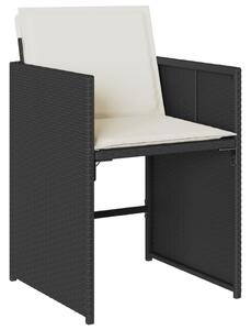 VidaXL Kerti Étkezőgarnitúra - 11 részes - Fekete Polyrattan