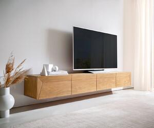 DELIFE TV szekrény Kayu 220 cm akác természetes 4 ajtós lebegő