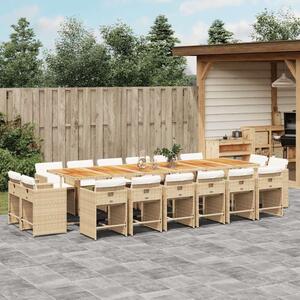VidaXL Polyrattan Kerti Étkezőgarnitúra - 17 részes - Bézs