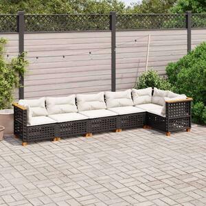 VidaXL Polyrattan Kerti Ülőgarnitúra - 6 részes - Fekete