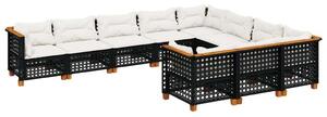 Polyrattan Kerti Ülőgarnitúra - 10 részes - Fekete