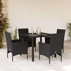 VidaXL - 5 Részes Kerti Étkezőgarnitúra - Polyrattan - Fekete