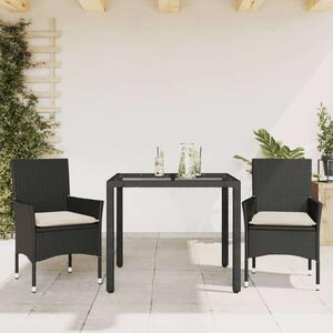 VidaXL Kerti Étkezőgarnitúra - 3 részes - Fekete Polyrattan