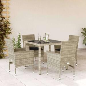 Polyrattan Kerti Étkezőgarnitúra - 5 részes - Szürke