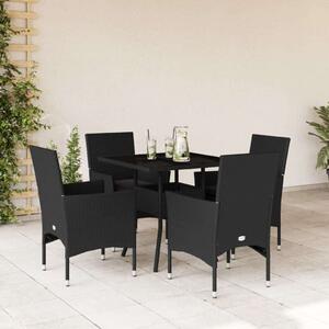 VidaXL - 5 részes Kerti Étkezőgarnitúra - Polyrattan - Fekete