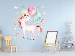 Pinky Unicorn gyerek falmatricák 100x50 cm