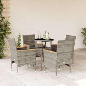 VidaXL - 5 Részes Kerti Étkezőgarnitúra - Polyrattan - Szürke
