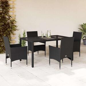 VidaXL - 5 Részes Kerti Étkezőgarnitúra - Polyrattan - Fekete