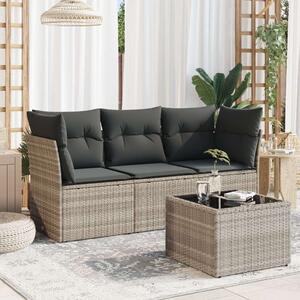 VidaXL Polyrattan Kerti Ülőgarnitúra - 4 részes, Világosszürke