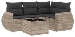 VidaXL Polyrattan Kerti Ülőgarnitúra - 5 részes, Világosszürke