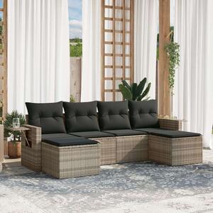 VidaXL Polyrattan Kerti Ülőgarnitúra - 6 részes - Világosszürke