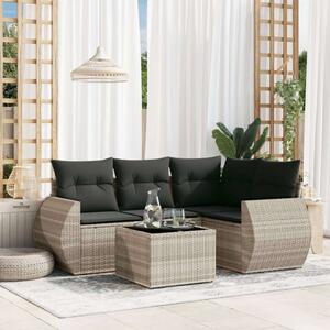 VidaXL Polyrattan Kerti Ülőgarnitúra - 5 részes, Világosszürke