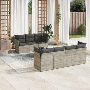 VidaXL Polyrattan Kerti Ülőgarnitúra - 8 részes, Világosszürke