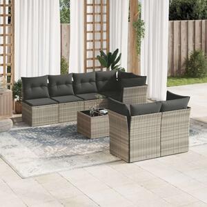 VidaXL Polyrattan Kerti Ülőgarnitúra - 8 részes, Világosszürke