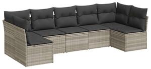 VidaXL Polyrattan Kerti Ülőgarnitúra - 7 részes - Világosszürke