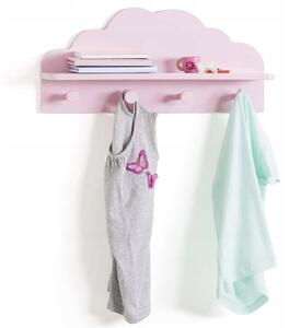 Gyermek fapolc akasztóval Baby Cloud Szín: rózsaszín