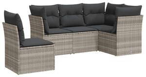 VidaXL Polyrattan Kerti Ülőgarnitúra - 5 részes, Világosszürke