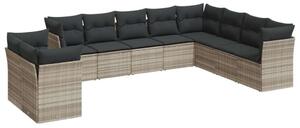 VidaXL Polyrattan Kerti Ülőgarnitúra - 10 részes - Világoszürke
