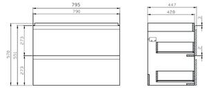 Cersanit Moduo szekrény 79.5x44.7x57 cm Függesztett, mosdó alatti fehér S590-008-ECO