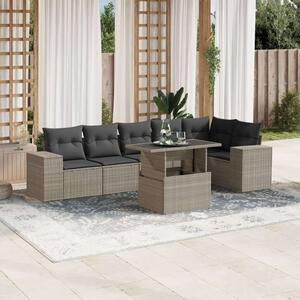VidaXL Polyrattan Kerti Ülőgarnitúra - 7 részes, Világosszürke