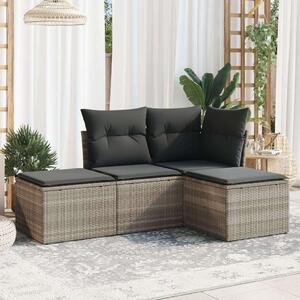 VidaXL Polyrattan Kerti Ülőgarnitúra - 4 részes - Világosszürke