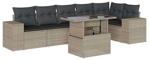 VidaXL Polyrattan Kerti Ülőgarnitúra - 7 részes, Világosszürke